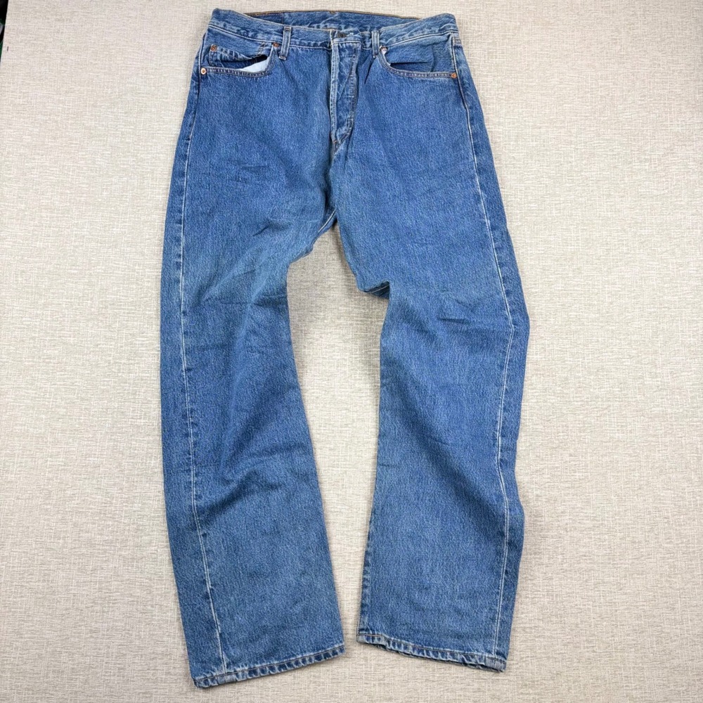 Levis 501 Mens 36x34 Light Distress Jeans Thigh Fade ** Vintage Style ** Denim